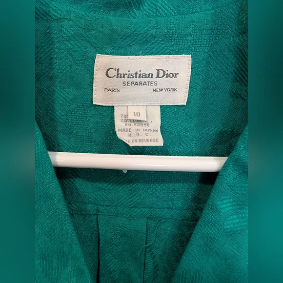 Vintage Christian Dior Separates Emerald Green Blouse – Size 10 - Picture 3 of 6